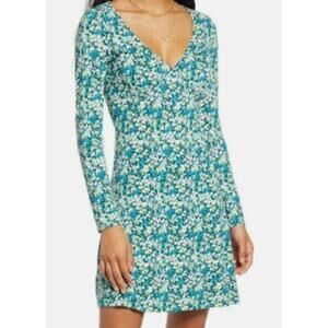 BP. Green Moss Hannah Kate Long Sleeve Fit & Flare Dress Small